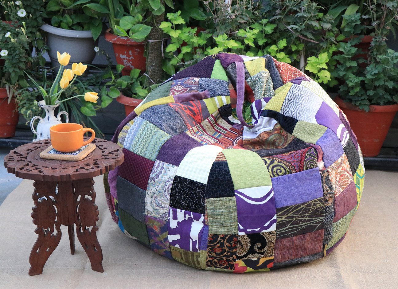 Purple Floral-Luxury Bean Bag