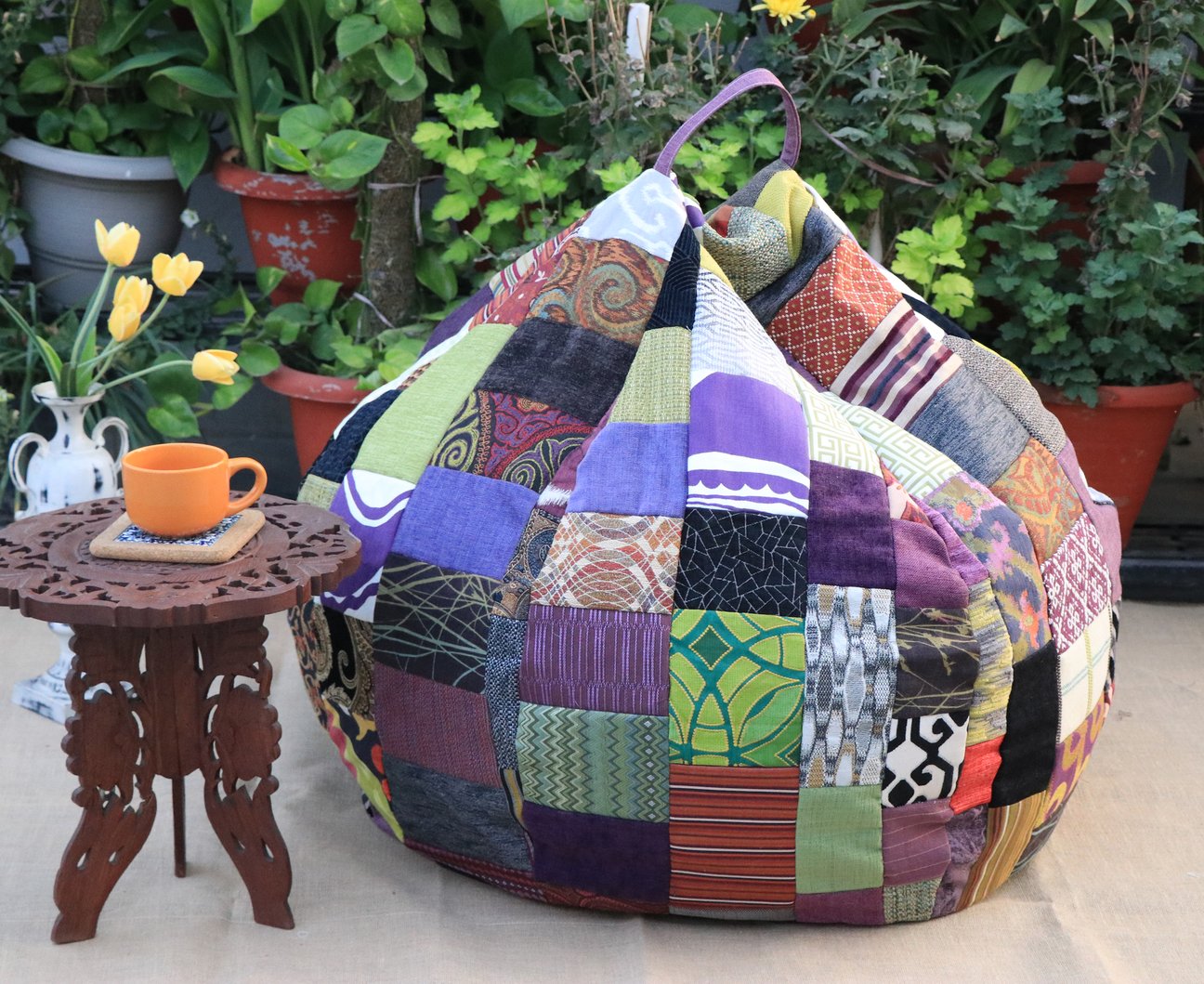 Purple Floral-Luxury Bean Bag