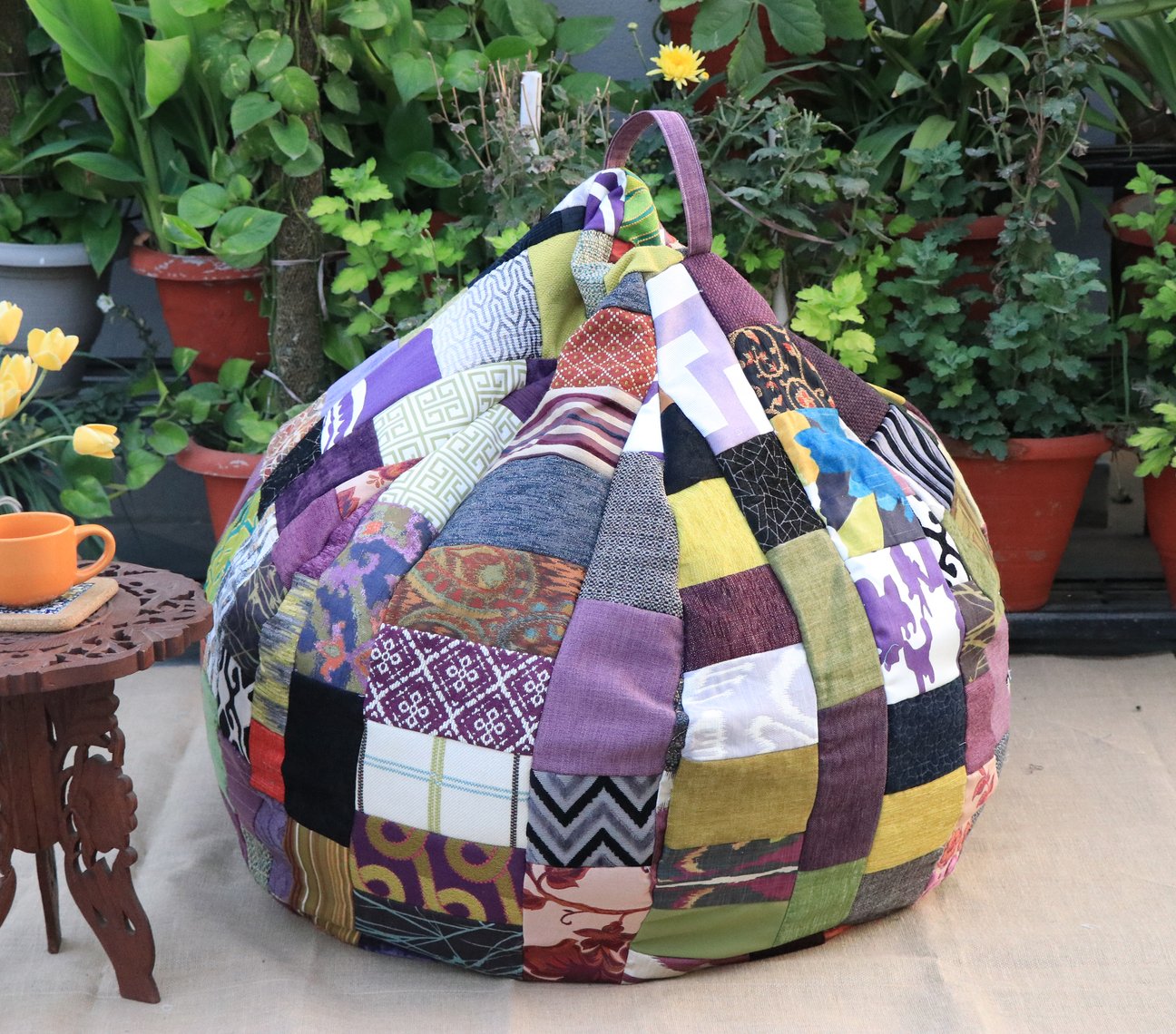 Purple Floral-Luxury Bean Bag